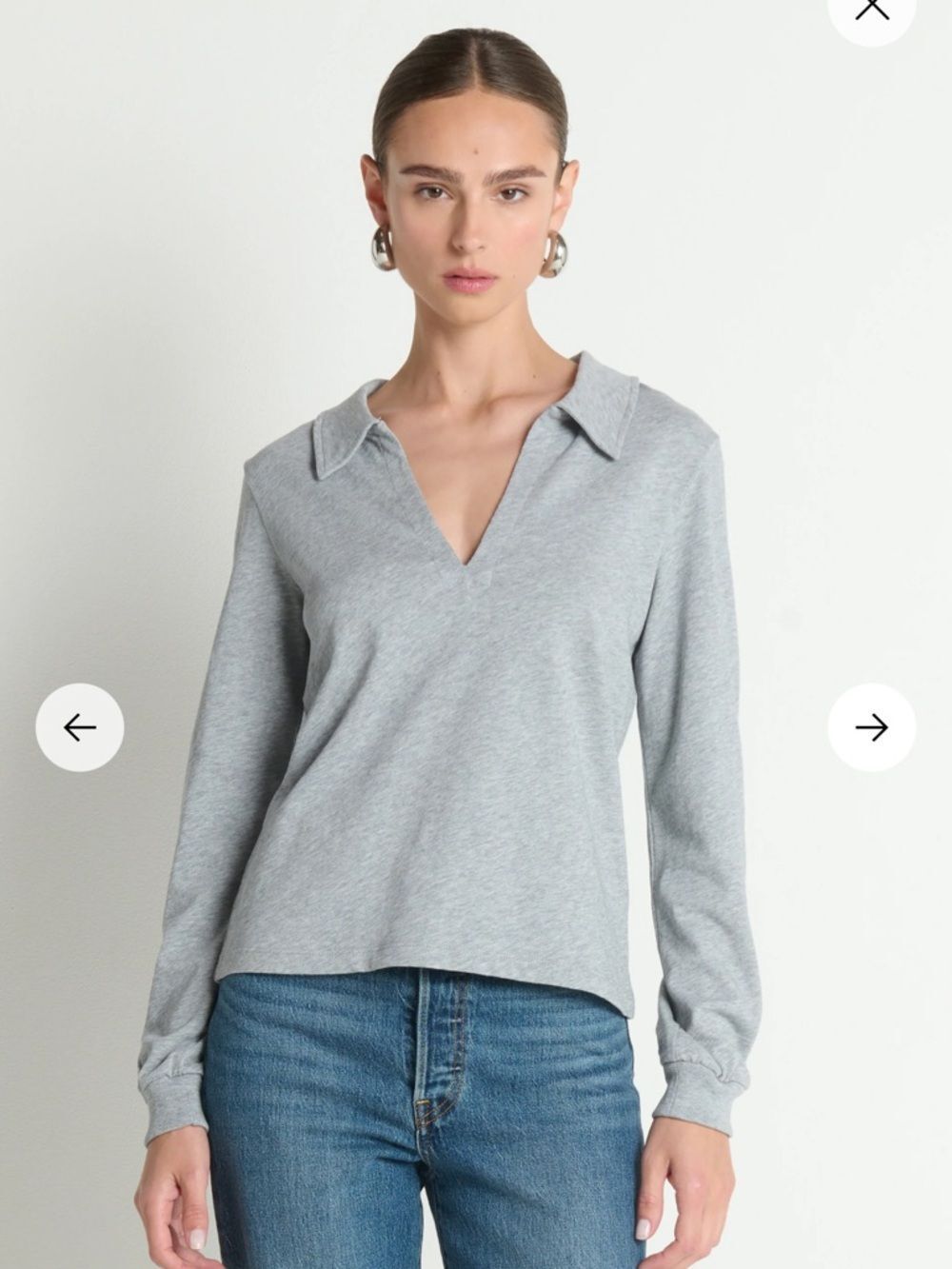 Nation Los Angeles Kimberly polo shirt in heather grey NWT - Picture 3 of 7